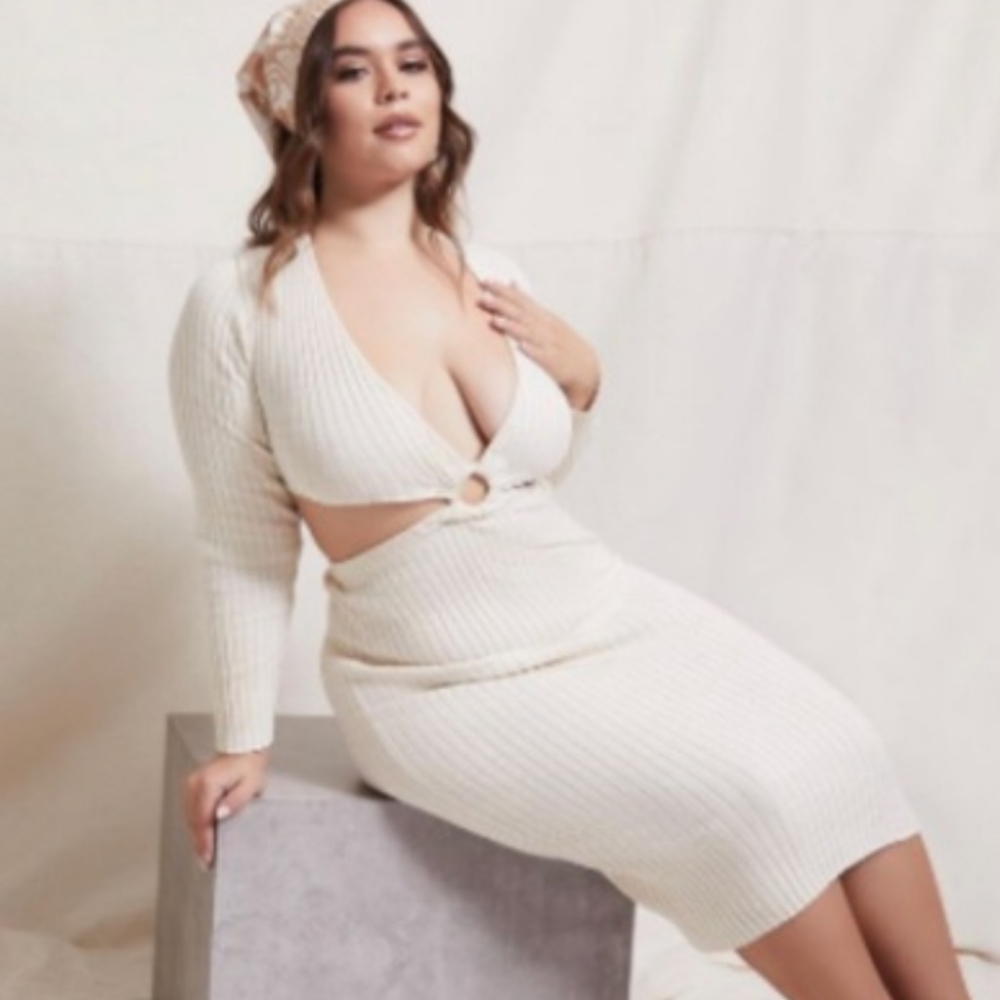 oatmeal cut out sweater dress. NWT